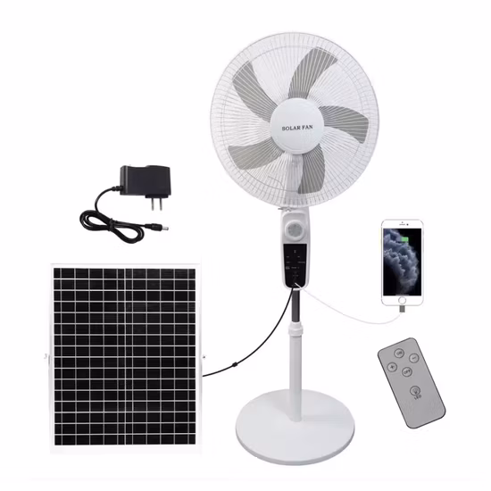 Rechargeable Solar Panel Electric Floor Stand Fan with Remote Control BST-188