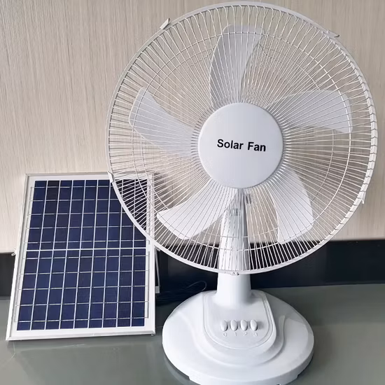 Three Gears 12 Inch 15W Portable Rechargeable Solar Powered Desk Fan BST-138